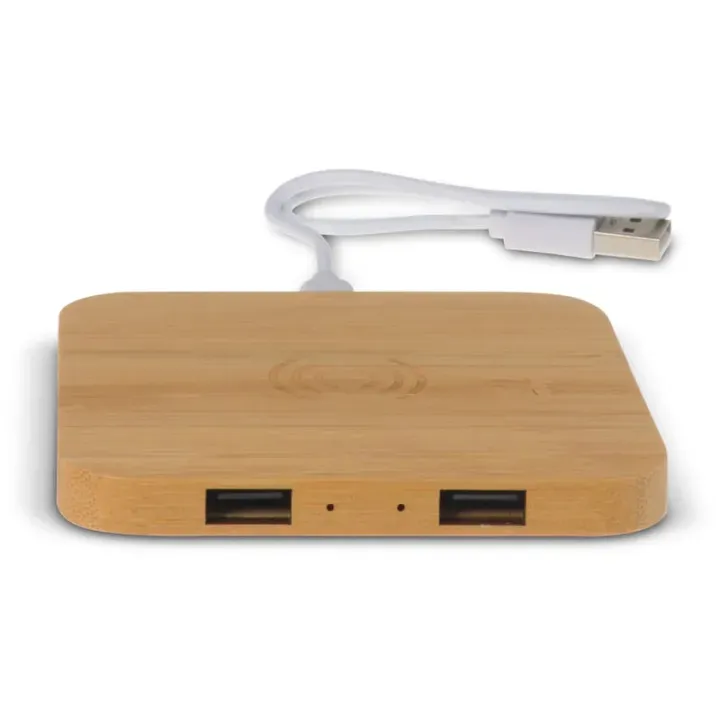 Bamboo Wireless charger with 2 USB hubs 5W - LT95048 (N0093)
